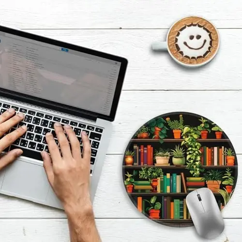 Gctriki Small Mouse Pad for Desk with Bookshelf Design - Cute Office Decor for Women, Stitched Edge Non-Slip Rubber Base, Fits Laptop & Wireless Mouse, Travel Mouse Pad for Computer Gaming - 2