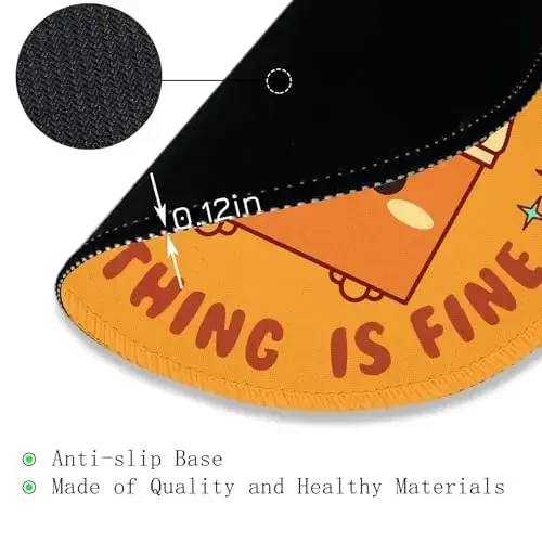 Gctriki Stol uchun yong'in axlat qutisi sichqonchasi paneli, Kompyuter noutbuki o'yinlari uchun kulgili kichik dumaloq sichqoncha paneli, Tikingan qirrali sirpanmaydigan kauchuk taglik, Ayollar uchun yoqimli axlat qutisi uy ofis stoli uchun aksessuarlar dekorasi - 5