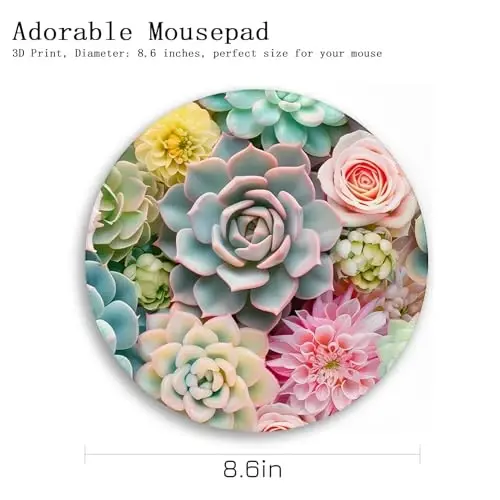 Gctriki Succulents Mouse Pad, Cute Small Mouse Pads for Desk, Botanical Round Travel Mousepad for Wireless Mouse Gaming Work, Comfortable Computer Mouse Mat for Laptop, Home Office Desk Accessories - 4