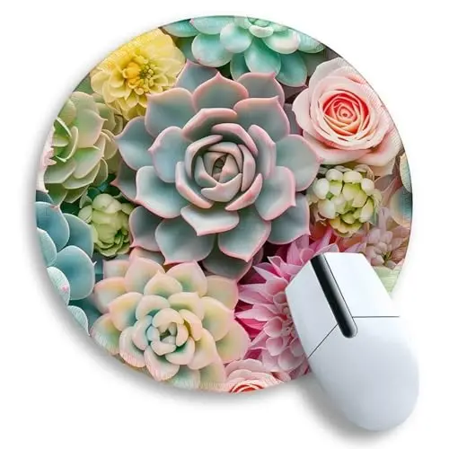 Gctriki Succulents sichqonchasi paneli, stol uchun yoqimli kichik sichqoncha panellari, simsiz sichqoncha oʻyinlari uchun botanika dumaloq sayohat sichqonchasi paneli, noutbuk uchun qulay kompyuter sichqonchasi, uy ofisi uchun stol aksessuarlari - GCTRIKI