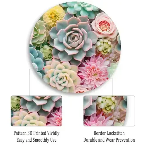 Gctriki Succulents Mouse Pad, Cute Small Mouse Pads for Desk, Botanical Round Travel Mousepad for Wireless Mouse Gaming Work, Comfortable Computer Mouse Mat for Laptop, Home Office Desk Accessories - 6
