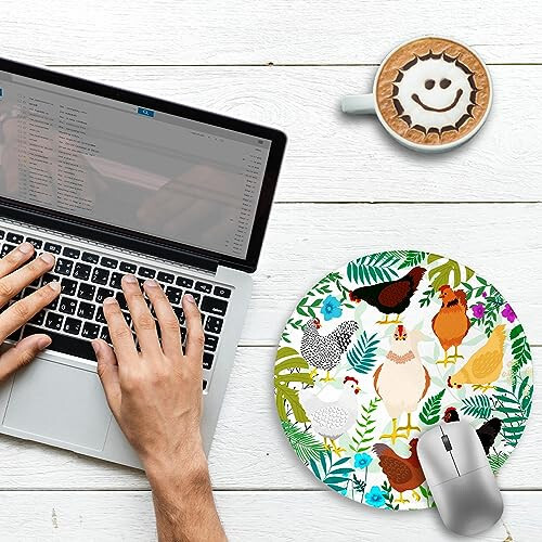 Gctriki Chicken Round Mouse Pad for Desk, Cute Office Decor for Women, Stitched Edge Non-Slip Rubber Base, Personalized Small Computer Mouse Pads for Gaming Laptop Computer, Funny Desk Accessories - 2