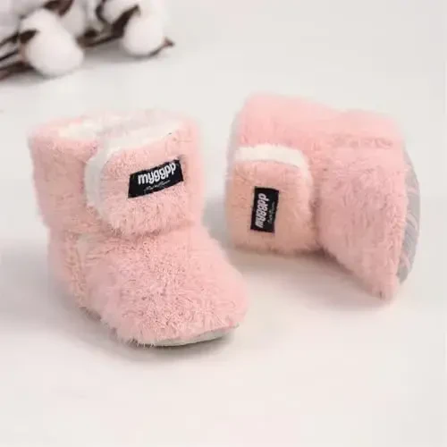 GDSDYM Baby Booties Cozy Fleece Slippers Soft Baby Shoes With Gripper Soles, Winter Infant Newborn Crib Sock Shoe Warm Footwear First Walkers - 4