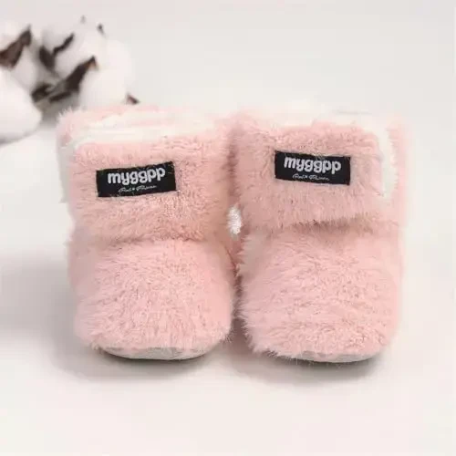 GDSDYM Baby Booties Cozy Fleece Slippers Soft Baby Shoes With Gripper Soles, Winter Infant Newborn Crib Sock Shoe Warm Footwear First Walkers - 6