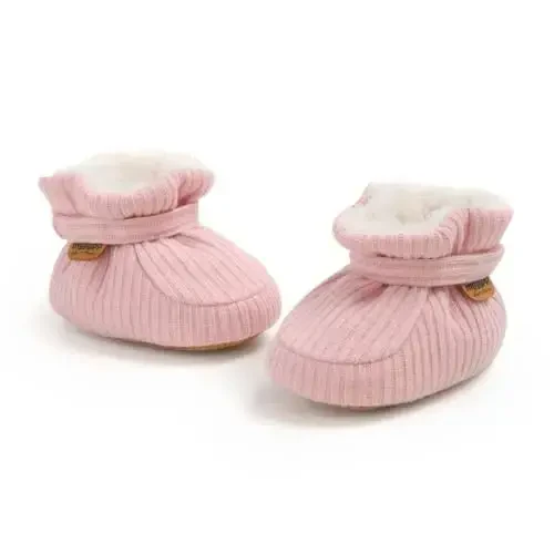 GDSDYM Baby Booties Cozy Fleece Slippers Soft Baby Shoes With Gripper Soles, Winter Infant Newborn Crib Sock Shoe Warm Footwear First Walkers - 4