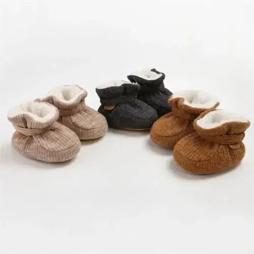 GDSDYM Baby Booties Cozy Fleece Slippers Soft Baby Shoes With Gripper Soles, Winter Infant Newborn Crib Sock Shoe Warm Footwear First Walkers - 3