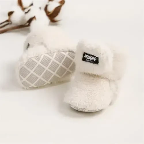 GDSDYM Baby Booties Cozy Fleece Slippers Soft Baby Shoes With Gripper Soles, Winter Infant Newborn Crib Sock Shoe Warm Footwear First Walkers - 5