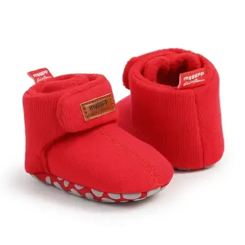 GDSDYM Baby Booties Cozy Fleece Slippers Soft Baby Shoes With Gripper Soles, Winter Infant Newborn Crib Sock Shoe Warm Footwear First Walkers - 5