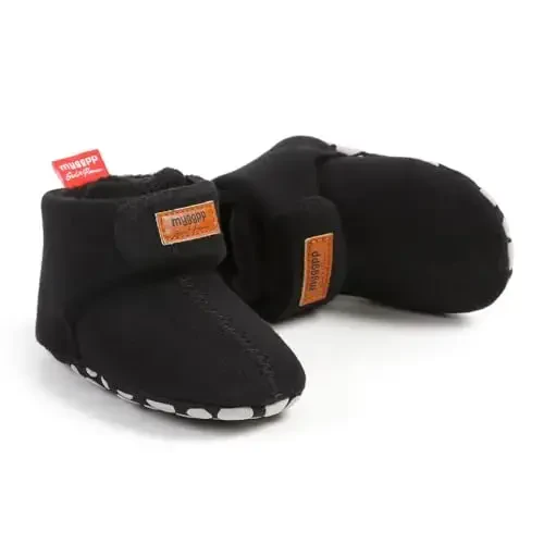 GDSDYM Baby Booties Cozy Fleece Slippers Soft Baby Shoes With Gripper Soles, Winter Infant Newborn Crib Sock Shoe Warm Footwear First Walkers - 5