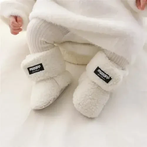 GDSDYM Baby Booties Cozy Fleece Slippers Soft Baby Shoes With Gripper Soles, Winter Infant Newborn Crib Sock Shoe Warm Footwear First Walkers - GDSDYM (1)