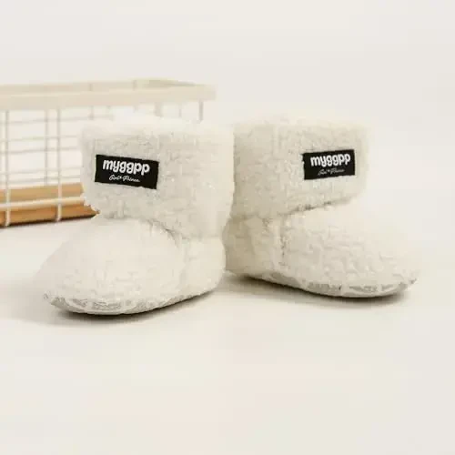GDSDYM Baby Booties Cozy Fleece Slippers Soft Baby Shoes With Gripper Soles, Winter Infant Newborn Crib Sock Shoe Warm Footwear First Walkers - 5