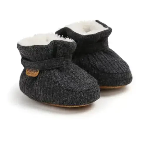GDSDYM Baby Booties Cozy Fleece Slippers Soft Baby Shoes With Gripper Soles, Winter Infant Newborn Crib Sock Shoe Warm Footwear First Walkers 