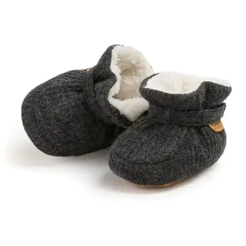 GDSDYM Baby Booties Cozy Fleece Slippers Soft Baby Shoes With Gripper Soles, Winter Infant Newborn Crib Sock Shoe Warm Footwear First Walkers - 5