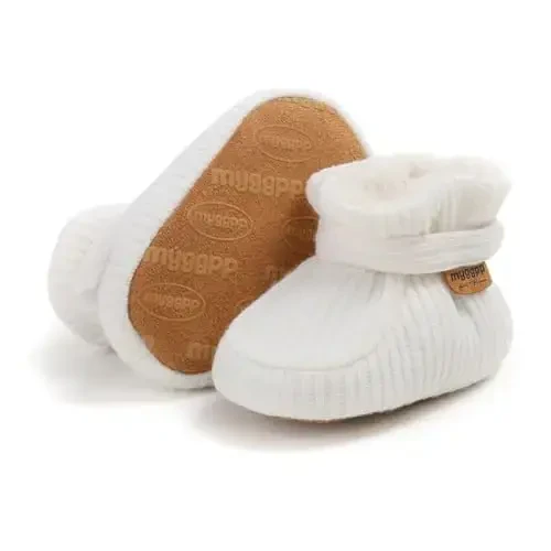 GDSDYM Baby Booties Cozy Fleece Slippers Soft Baby Shoes With Gripper Soles, Winter Infant Newborn Crib Sock Shoe Warm Footwear First Walkers - 4