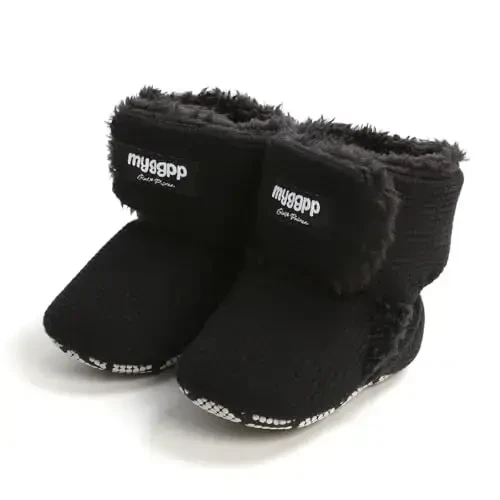 GDSDYM Baby Booties Cozy Fleece Slippers Soft Baby Shoes With Gripper Soles, Winter Infant Newborn Crib Sock Shoe Warm Footwear First Walkers - GDSDYM