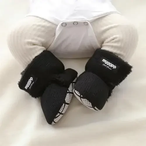 GDSDYM Baby Booties Cozy Fleece Slippers Soft Baby Shoes With Gripper Soles, Winter Infant Newborn Crib Sock Shoe Warm Footwear First Walkers - GDSDYM (1)