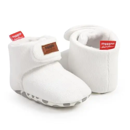 GDSDYM Baby Booties Cozy Fleece Slippers Soft Baby Shoes With Gripper Soles, Winter Infant Newborn Crib Sock Shoe Warm Footwear First Walkers - 6