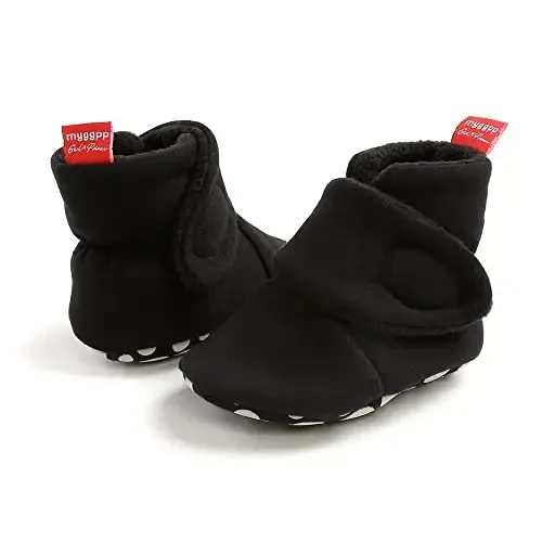 GDSDYM Baby Booties Cozy Fleece Slippers Soft Baby Shoes With Gripper Soles, Winter Warm Infant Newborn Crib Sock Shoes First Walkers - 6