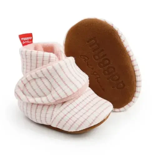 GDSDYM Baby Booties Cozy Fleece Slippers Soft Baby Shoes With Gripper Soles, Winter Warm Infant Newborn Crib Sock Shoes First Walkers - 1