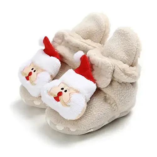 GDSDYM Baby Booties Cozy Fleece Slippers Soft Baby Shoes With Gripper Soles, Winter Warm Infant Newborn Crib Sock Shoes First Walkers - 3