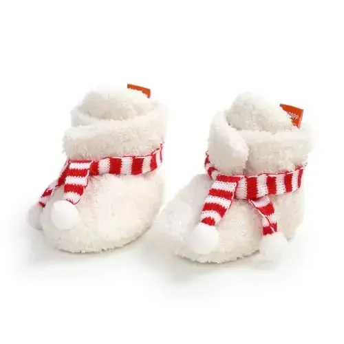 GDSDYM Baby Booties Cozy Fleece Slippers Soft Baby Shoes With Gripper Soles, Winter Warm Infant Newborn Crib Sock Shoes First Walkers - 3