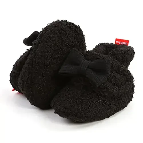 GDSDYM Baby Booties Cozy Fleece Slippers Soft Baby Shoes With Gripper Soles, Winter Warm Infant Newborn Crib Sock Shoes First Walkers - 1