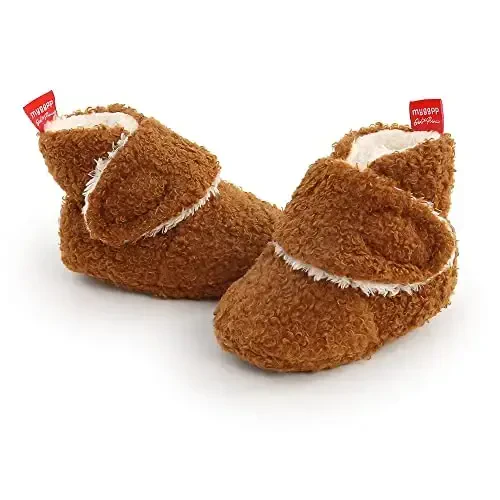 GDSDYM Baby Booties Cozy Fleece Slippers Soft Baby Shoes With Gripper Soles, Winter Warm Infant Newborn Crib Sock Shoes First Walkers - 5
