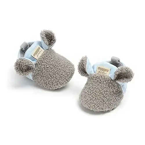 GDSDYM Baby Booties Cozy Fleece Slippers Soft Baby Shoes With Gripper Soles, Winter Warm Infant Newborn Crib Sock Shoes First Walkers - 2
