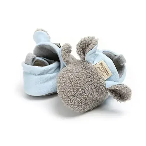 GDSDYM Baby Booties Cozy Fleece Slippers Soft Baby Shoes With Gripper Soles, Winter Warm Infant Newborn Crib Sock Shoes First Walkers - 5