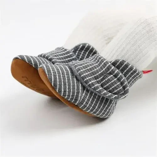 GDSDYM Baby Booties Cozy Fleece Slippers Soft Baby Shoes With Gripper Soles, Winter Warm Infant Newborn Crib Sock Shoes First Walkers - 2