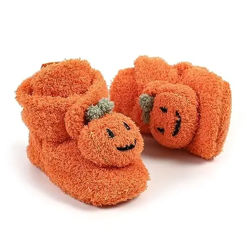 GDSDYM Baby Booties Cozy Fleece Slippers Soft Baby Shoes With Gripper Soles, Winter Warm Infant Newborn Crib Sock Shoes First Walkers 