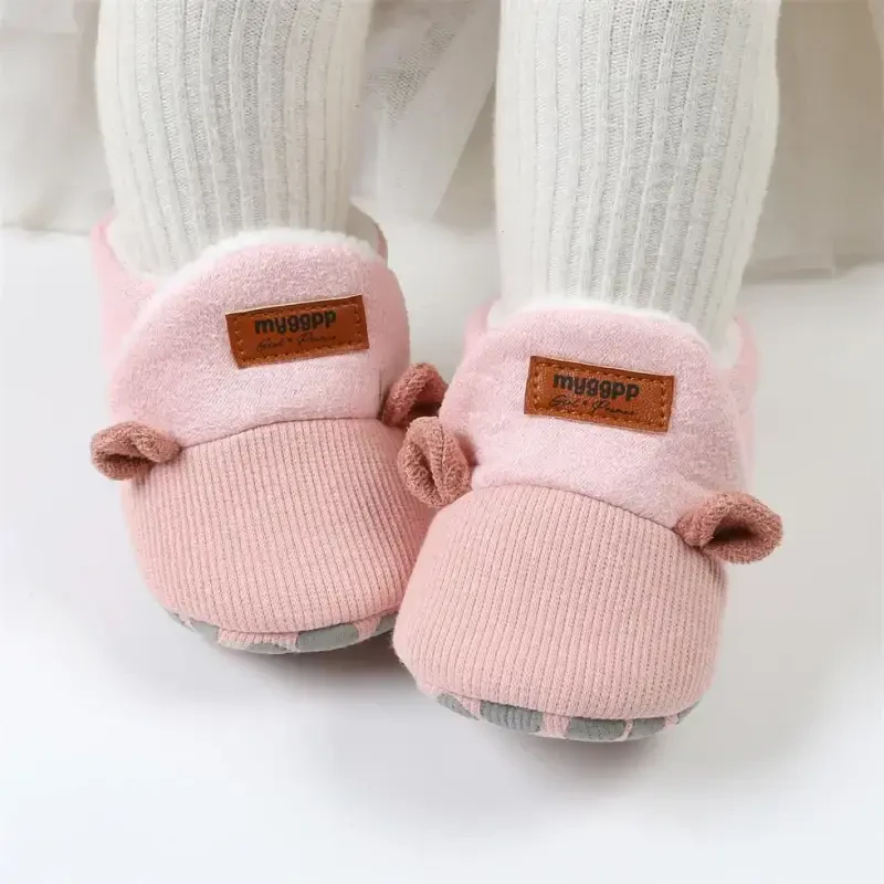 GDSDYM Baby Booties Cozy Fleece Slippers Soft Baby Shoes With Gripper Soles, Winter Warm Infant Newborn Crib Sock Shoes First Walkers - 1