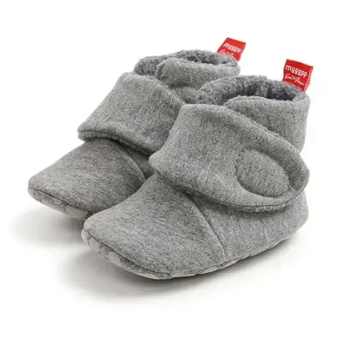 GDSDYM Baby Booties Cozy Fleece Slippers Soft Baby Shoes With Gripper Soles, Winter Warm Infant Newborn Crib Sock Shoes First Walkers - 1