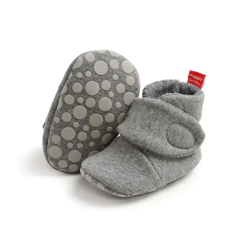 GDSDYM Baby Booties Cozy Fleece Slippers Soft Baby Shoes With Gripper Soles, Winter Warm Infant Newborn Crib Sock Shoes First Walkers - 5