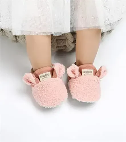 GDSDYM Baby Booties Cozy Fleece Slippers Soft Baby Shoes With Gripper Soles, Winter Warm Infant Newborn Crib Sock Shoes First Walkers - 1