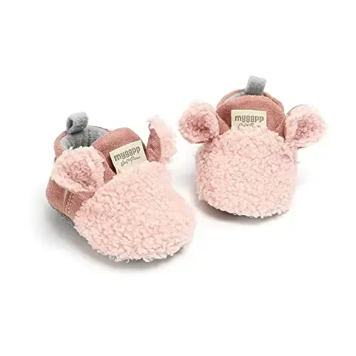 GDSDYM Baby Booties Cozy Fleece Slippers Soft Baby Shoes With Gripper Soles, Winter Warm Infant Newborn Crib Sock Shoes First Walkers - 2
