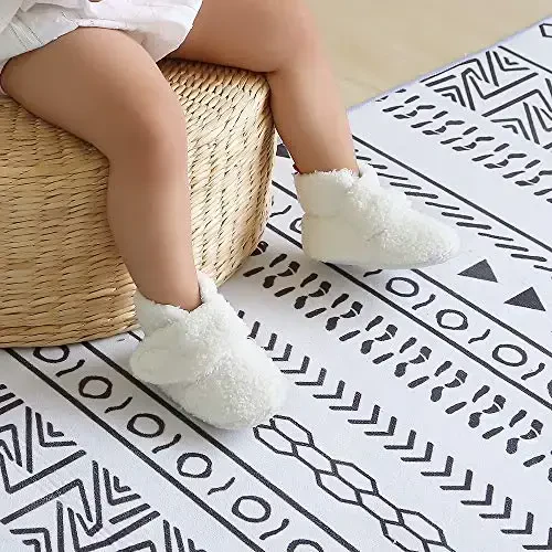 GDSDYM Baby Booties Cozy Fleece Slippers Soft Baby Shoes With Gripper Soles, Winter Warm Infant Newborn Crib Sock Shoes First Walkers - 6