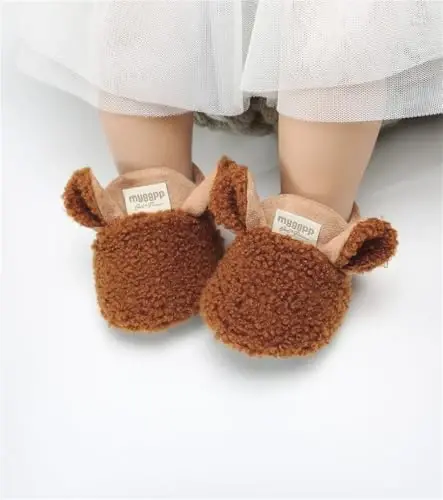 GDSDYM Baby Booties Cozy Fleece Slippers Soft Baby Shoes With Gripper Soles, Winter Warm Infant Newborn Crib Sock Shoes First Walkers - GDSDYM (1)