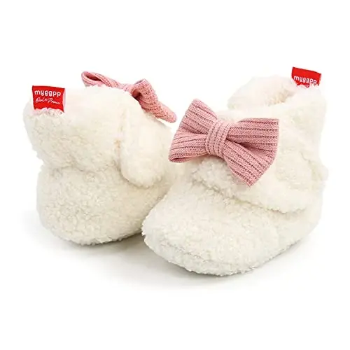 GDSDYM Baby Booties Cozy Fleece Slippers Soft Baby Shoes With Gripper Soles, Winter Warm Infant Newborn Crib Sock Shoes First Walkers - 5
