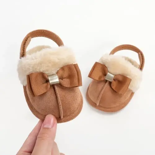 GDSDYM Baby Boy Girl Booties Cozy Fleece Slippers Infant Newborn Sock Shoes | Easy on and off baby booties slippers,Crib Shoes,Soft sole,Warm,Comfy,First walkers,Birthday,Baby shower - 4
