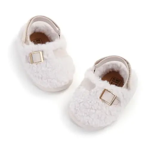 GDSDYM Baby Boy Girl Booties Cozy Fleece Slippers Infant Newborn Sock Shoes | Easy on and off baby booties slippers,Crib Shoes,Soft sole,Warm,Comfy,First walkers,Birthday,Baby shower - 1