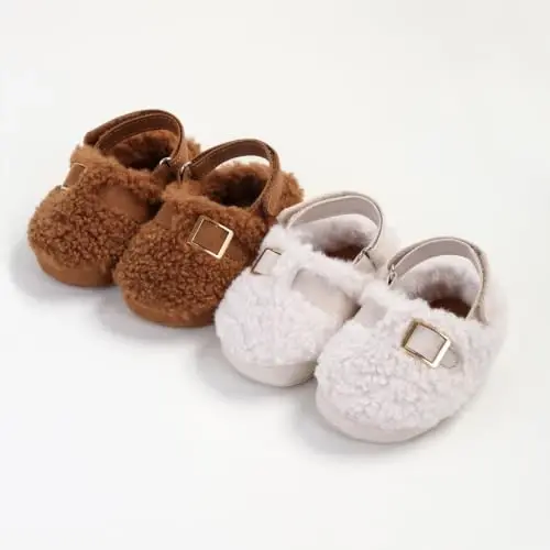 GDSDYM Baby Boy Girl Booties Cozy Fleece Slippers Infant Newborn Sock Shoes | Easy on and off baby booties slippers,Crib Shoes,Soft sole,Warm,Comfy,First walkers,Birthday,Baby shower - 3