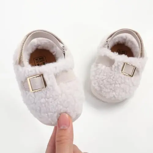 GDSDYM Baby Boy Girl Booties Cozy Fleece Slippers Infant Newborn Sock Shoes | Easy on and off baby booties slippers,Crib Shoes,Soft sole,Warm,Comfy,First walkers,Birthday,Baby shower - 4