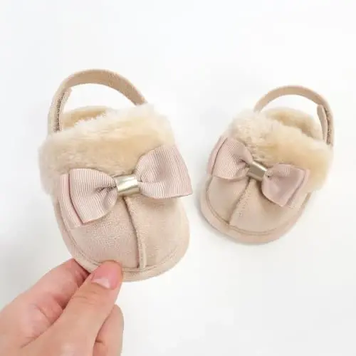 GDSDYM Baby Boy Girl Booties Cozy Fleece Slippers Infant Newborn Sock Shoes | Easy on and off baby booties slippers,Crib Shoes,Soft sole,Warm,Comfy,First walkers,Birthday,Baby shower - 4