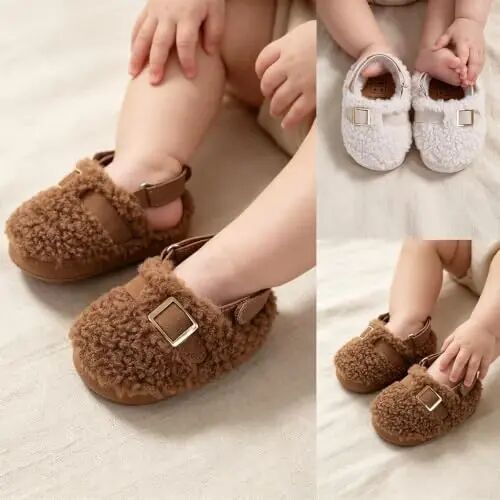 GDSDYM Baby Boy Girl Booties Cozy Fleece Slippers Infant Newborn Sock Shoes | Easy on and off baby booties slippers,Crib Shoes,Soft sole,Warm,Comfy,First walkers,Birthday,Baby shower - 2