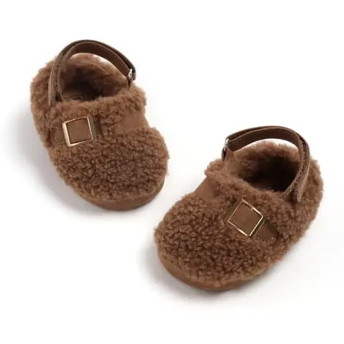 GDSDYM Baby Boy Girl Booties Cozy Fleece Slippers Infant Newborn Sock Shoes | Easy on and off baby booties slippers,Crib Shoes,Soft sole,Warm,Comfy,First walkers,Birthday,Baby shower - 5