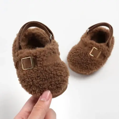 GDSDYM Baby Boy Girl Booties Cozy Fleece Slippers Infant Newborn Sock Shoes | Easy on and off baby booties slippers,Crib Shoes,Soft sole,Warm,Comfy,First walkers,Birthday,Baby shower - 6