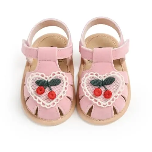 GDSDYM Infant Baby Girls Summer Sandals with Flower Bowknot Soft Sole Wedding Dress Flats Newborn First Walkers Crib Dress Shoes - GDSDYM