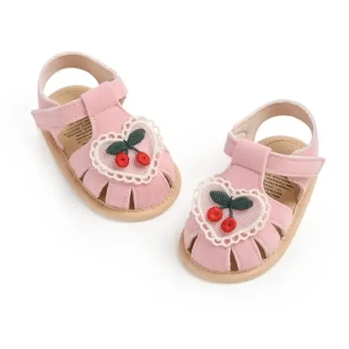 GDSDYM Infant Baby Girls Summer Sandals with Flower Bowknot Soft Sole Wedding Dress Flats Newborn First Walkers Crib Dress Shoes - 5