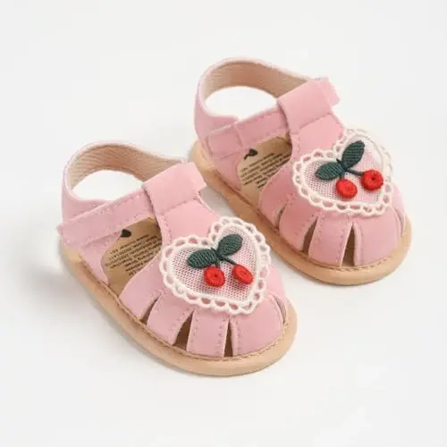 GDSDYM Infant Baby Girls Summer Sandals with Flower Bowknot Soft Sole Wedding Dress Flats Newborn First Walkers Crib Dress Shoes - 6